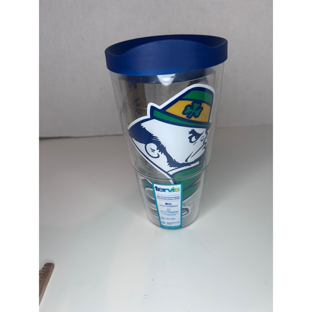 Tervis Tumbler Notre Dame Fighting Irish 24oz Clear Blue Insulated Travel Mug